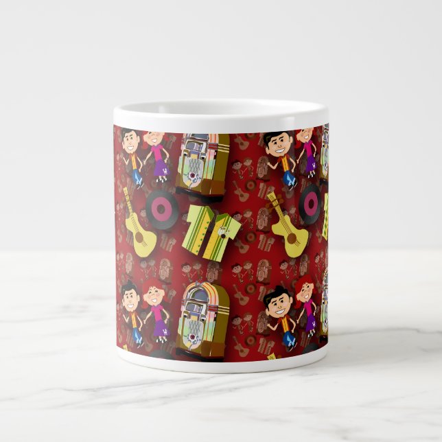 Sock Hop Pattern Red Large Coffee Mug (Front)