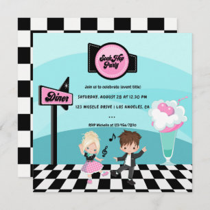 Sock Hop Retro Party Invitation