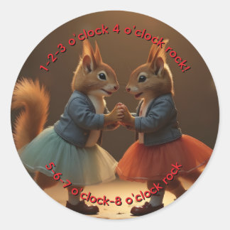 Sock Hop Squirrels Classic Round Sticker
