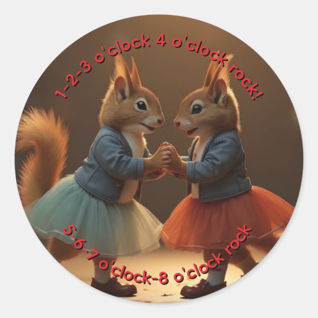 Sock Hop Squirrels Classic Round Sticker (Front)