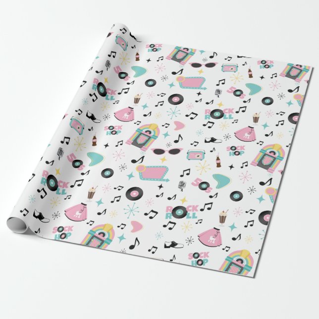 Sock Hop Wrapping Paper (Unrolled)