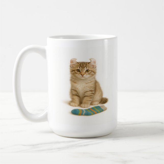 Sock It to Me – American Curl Kitten Edition Coffee Mug (Left)