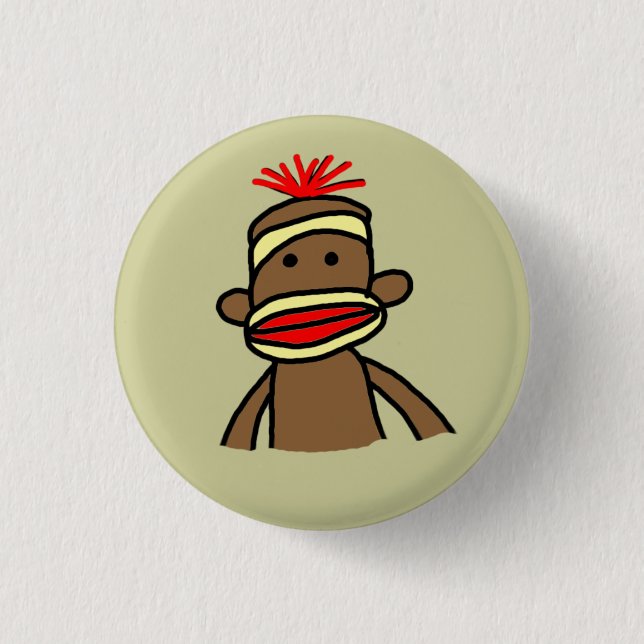 Sock Monkey 3 Cm Round Badge (Front)