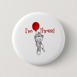 Sock Monkey 3rd Birthday 6 Cm Round Badge