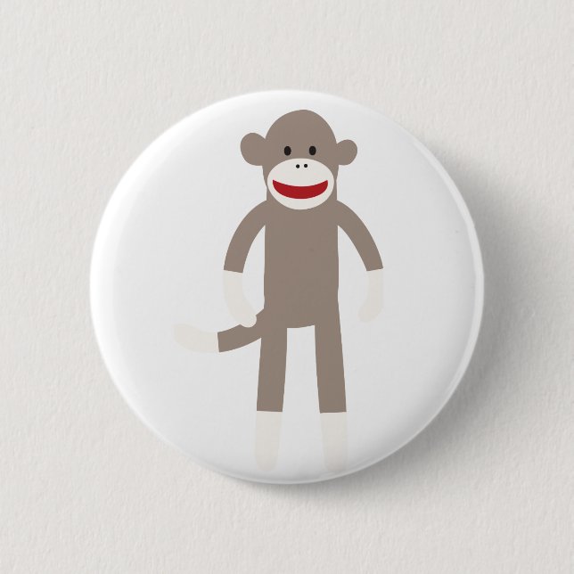 Sock Monkey 6 Cm Round Badge (Front)