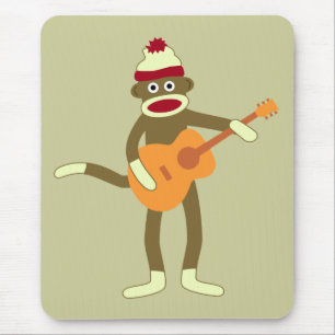 Sock Monkey Acoustic Guitar Mouse Pad