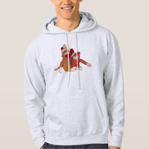 Sock Monkey and Bear Friends Christmas Hats Hoodie