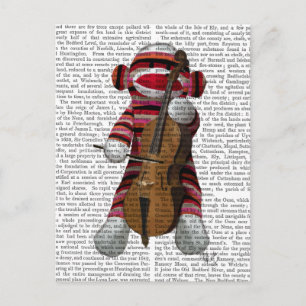 Sock Monkey and Cello Postcard