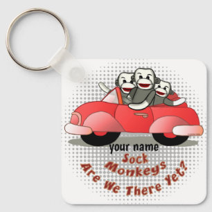 Sock Monkey Are We There Yet  Key Ring