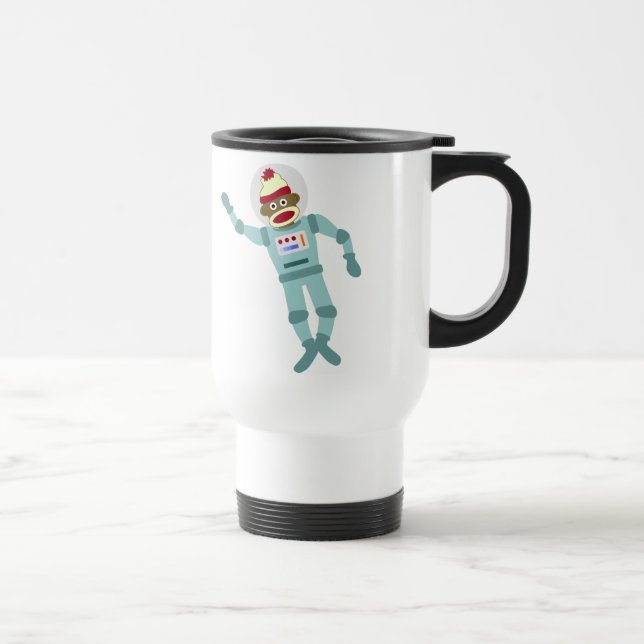 Sock Monkey Astronaut Travel Mug (Right)