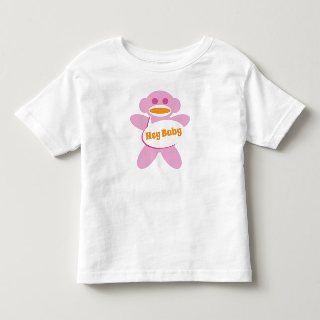 Sock Monkey Baby Shirt Pink Personalise (Front)