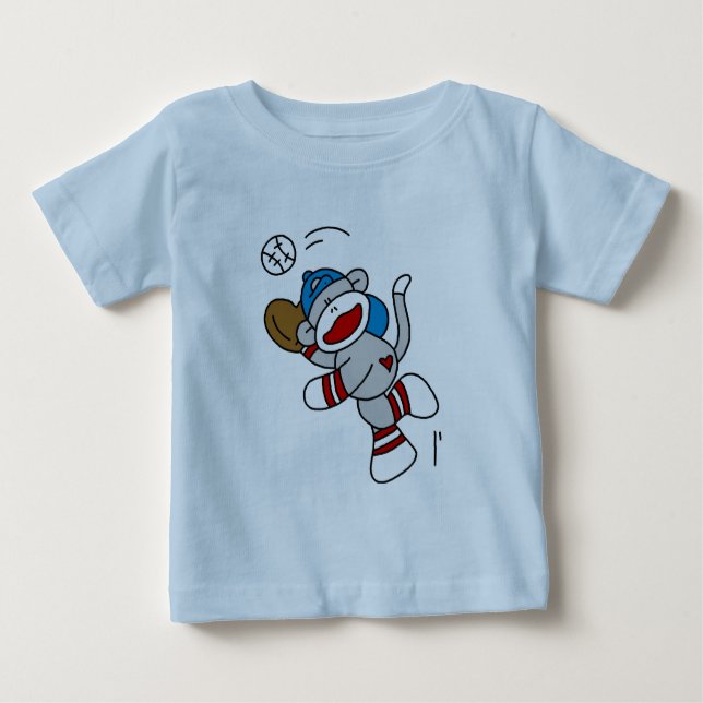 Sock Monkey Baseball Catching Ball Tshirts (Front)