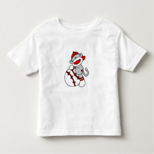 Sock Monkey Baseball Player Toddler T-Shirt