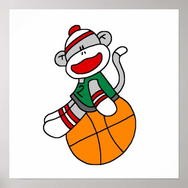 Sock Monkey Basketball T-shirts and Gifts Poster (Front)
