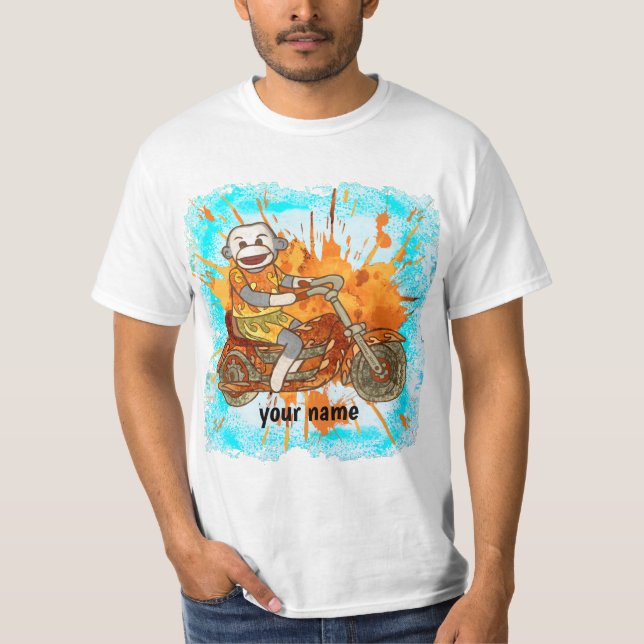 Sock Monkey Biker  t-shirt  (Front)