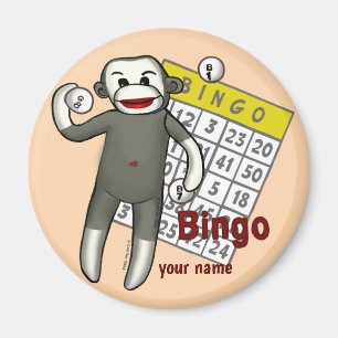 Sock Monkey Bingo  Magnet