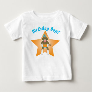 Sock Monkey Birthday Boy Baby T-Shirt