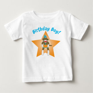 Sock Monkey Birthday Boy Baby T-Shirt