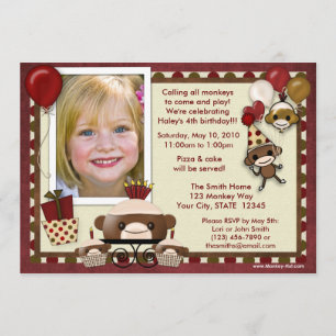 Sock Monkey Birthday Invitation ADORABLE (photo)