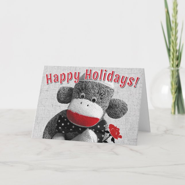 Sock Monkey - Bowty Christmas Cards (Front)