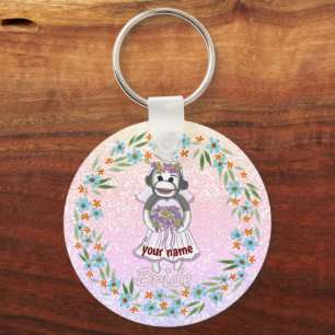 Sock Monkey Bride Key Ring