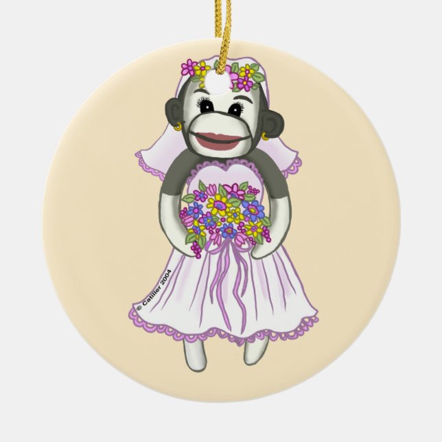 Sock Monkey Bride wedding ornament (Front)