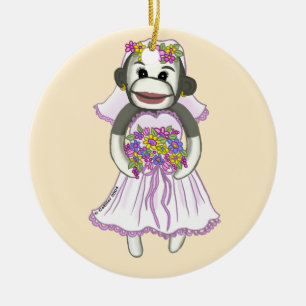 Sock Monkey Bride wedding ornament