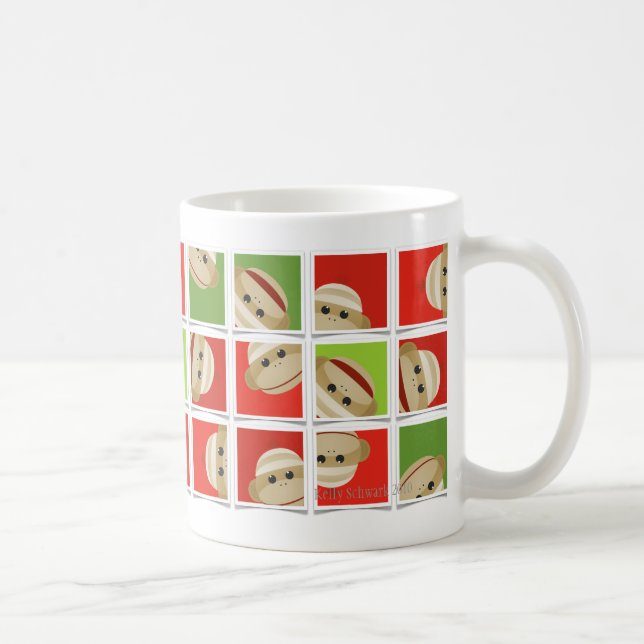 Sock Monkey Christmas Blocks Mug (Right)