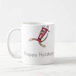 sock monkey christmas coffee mug