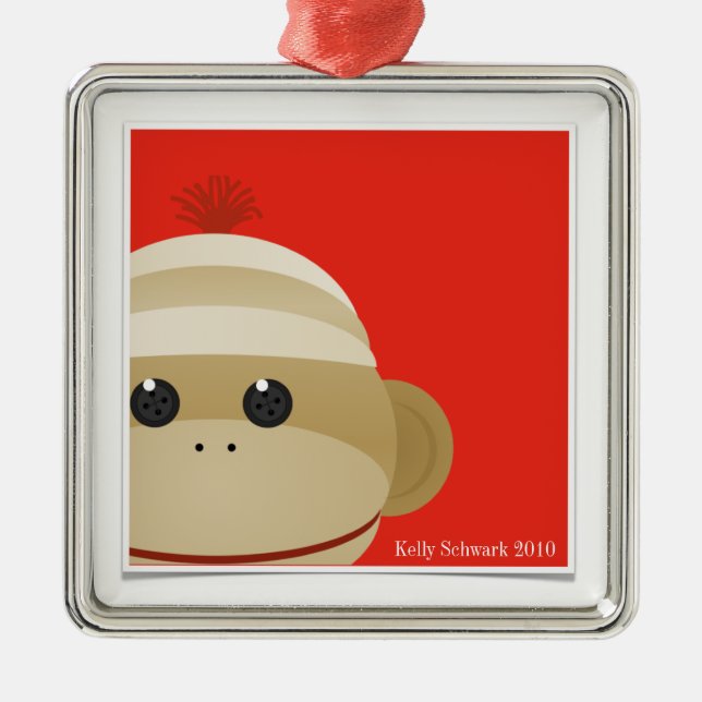 Sock Monkey Christmas Ornament (Front)