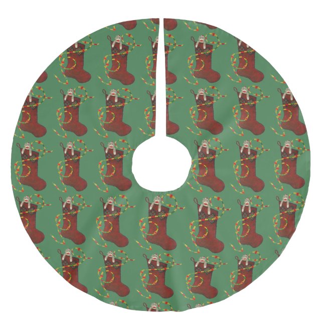 Sock Monkey Christmas Tree Skirt (Front)