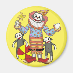 Sock Monkey Clown  Magnet