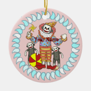 Sock Monkey Clown ornaments