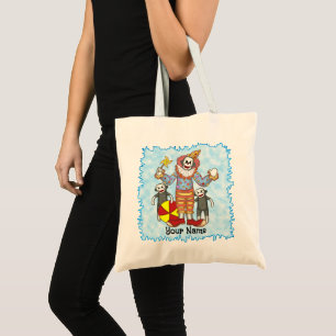 Sock Monkey Clown tote bags