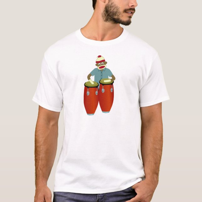 Sock Monkey Conga Drums T-Shirt (Front)
