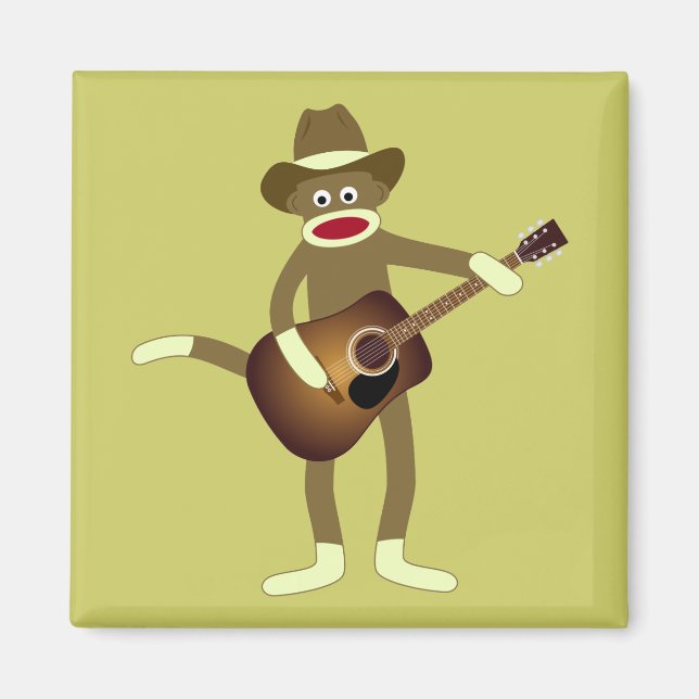 Sock Monkey Country Music Magnet (Front)