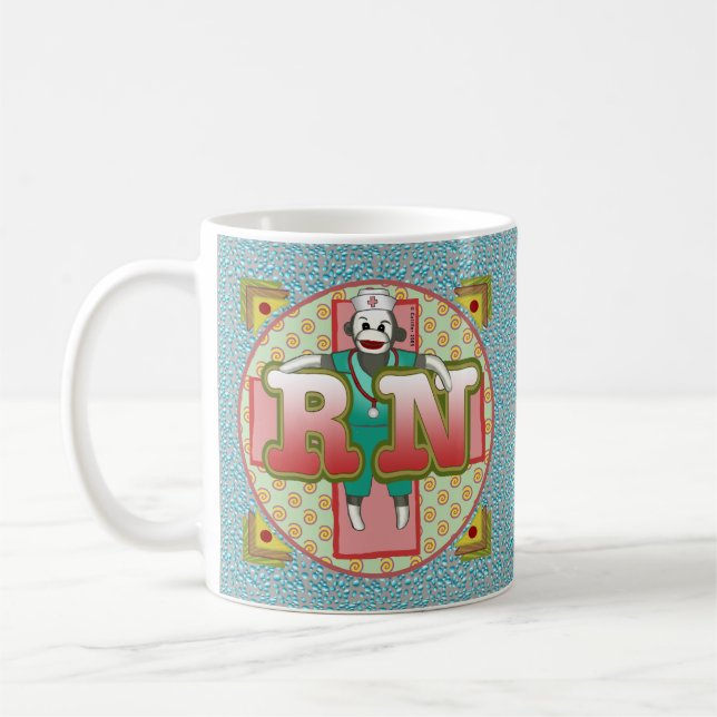 Sock Monkey custom RN Nurse  mug (Left)