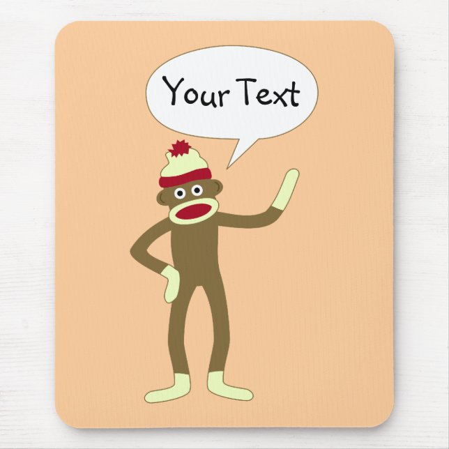Sock Monkey Customisable Comic Speech Bubble Mouse Pad (Front)