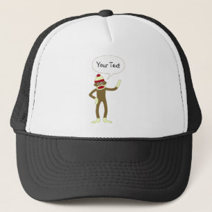 Sock Monkey Customisable Comic Speech Bubble Trucker Hat