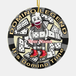 Sock Monkey Domino legend Ceramic Tree Decoration
