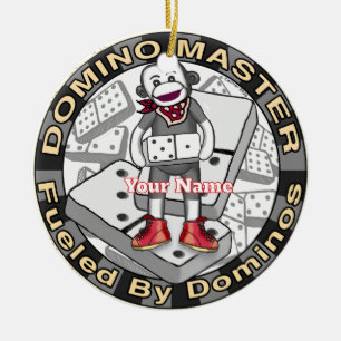 Sock Monkey Domino master Ceramic Tree Decoration