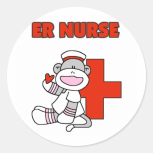 Sock Monkey ER Nurse T-shirts and Gifts Classic Round Sticker
