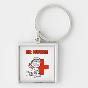 Sock Monkey ER Nurse T-shirts and Gifts Key Ring
