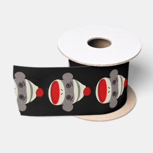 Sock Monkey Face Satin Ribbon