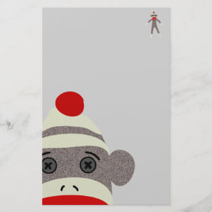 Sock Monkey Face Stationery