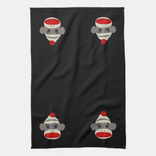Sock Monkey Face Tea Towel