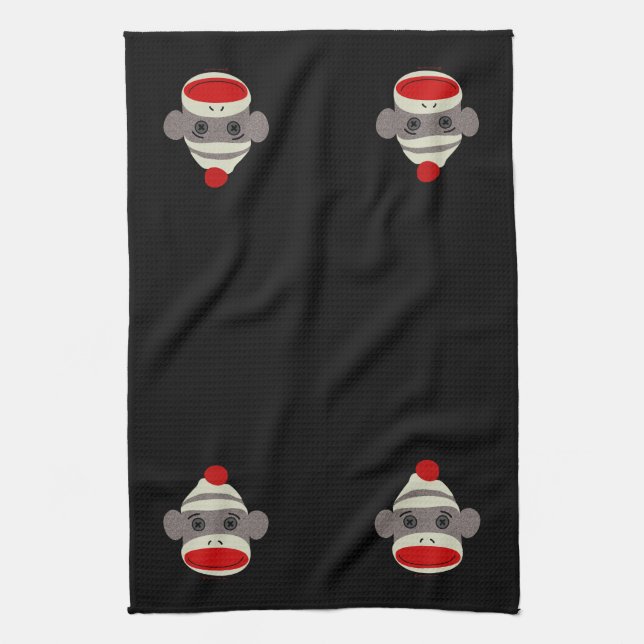 Sock Monkey Face Tea Towel (Vertical)