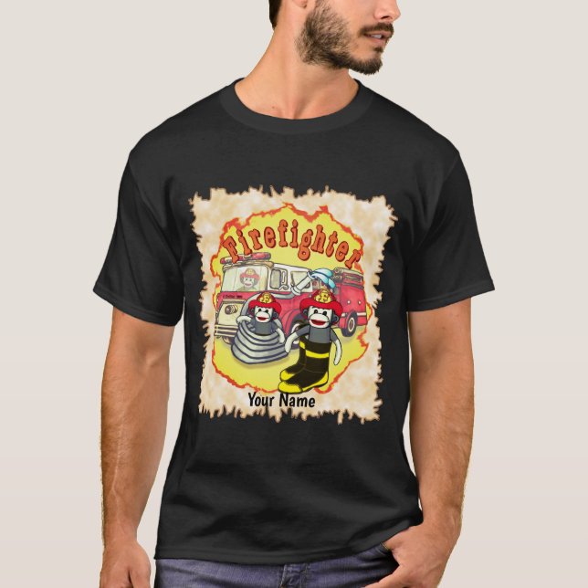 Sock Monkey Firetruck  T-Shirt (Front)