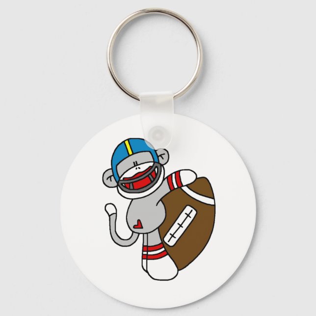 Sock Monkey Football Key Ring (Front)