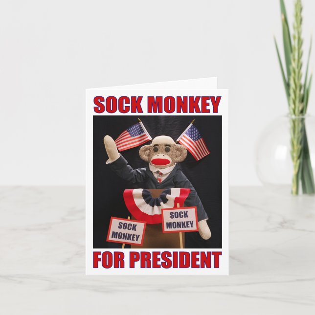 Sock Monkey for President Note Card (Front)